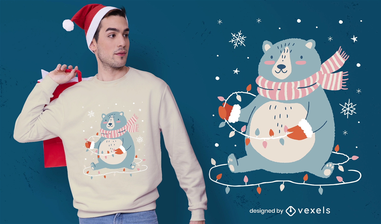Cute christmas bear t-shirt design