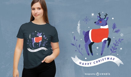 Design de camiseta de rena feliz natal