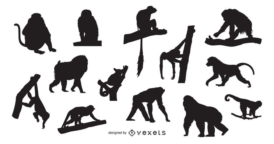 Monkey silhouette set design Monkey silhouette set design