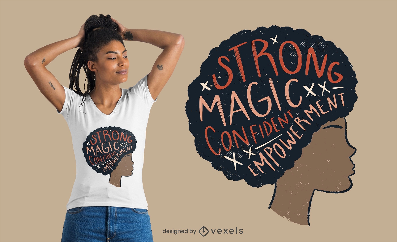 Design de t-shirt com citação de mulher afro orgulhosa