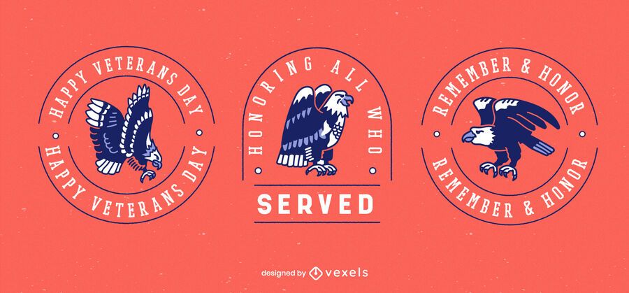 Veterans day holiday badge set Veterans day holiday badge set