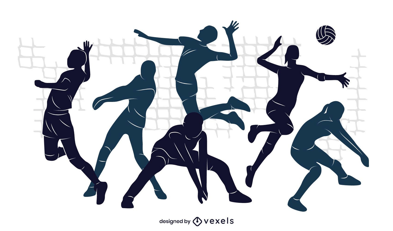 Desenho de ilustração da equipe de voleibol