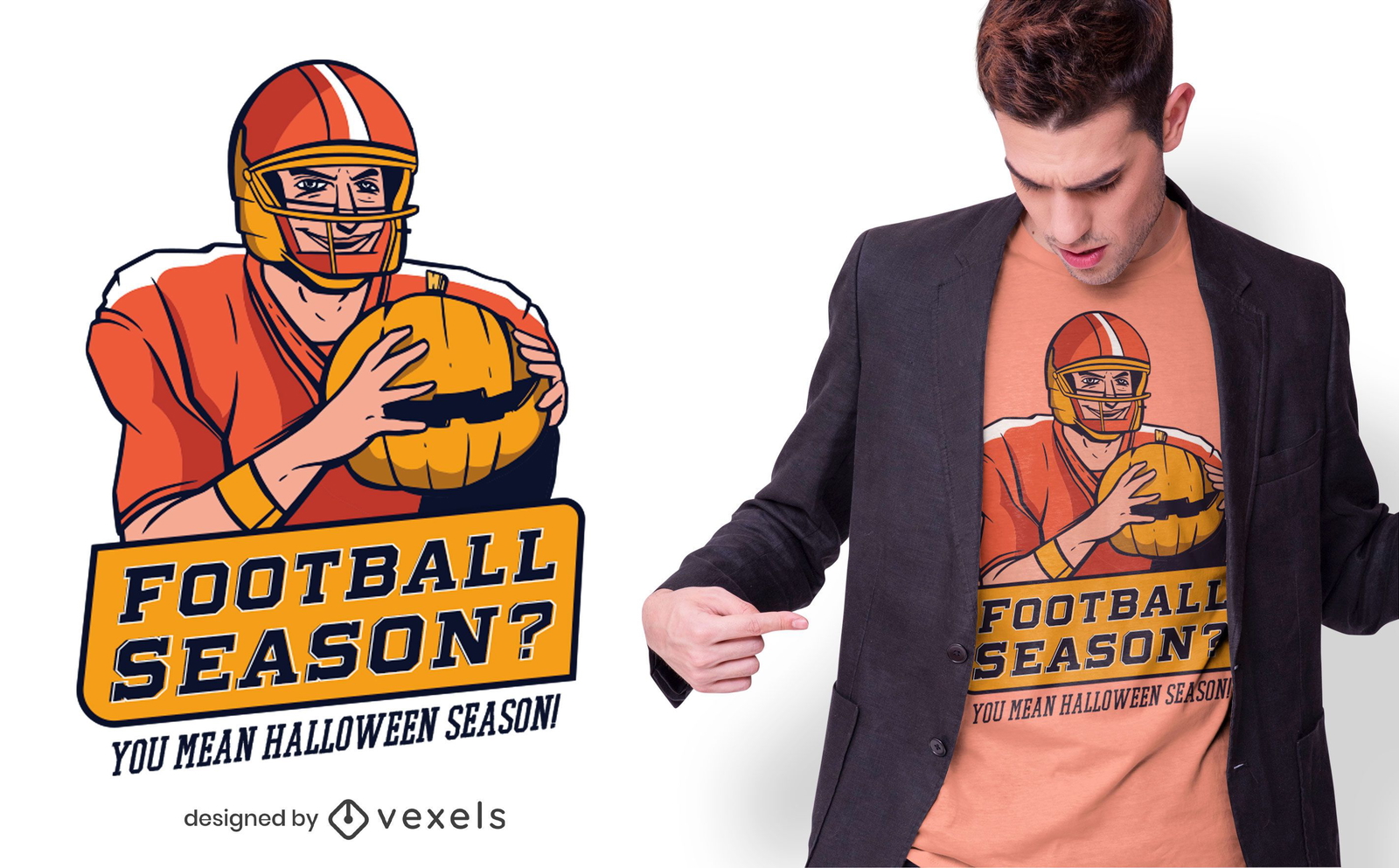 Halloween football t-shirt design