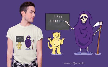 Diseño de camiseta Cat and Death
