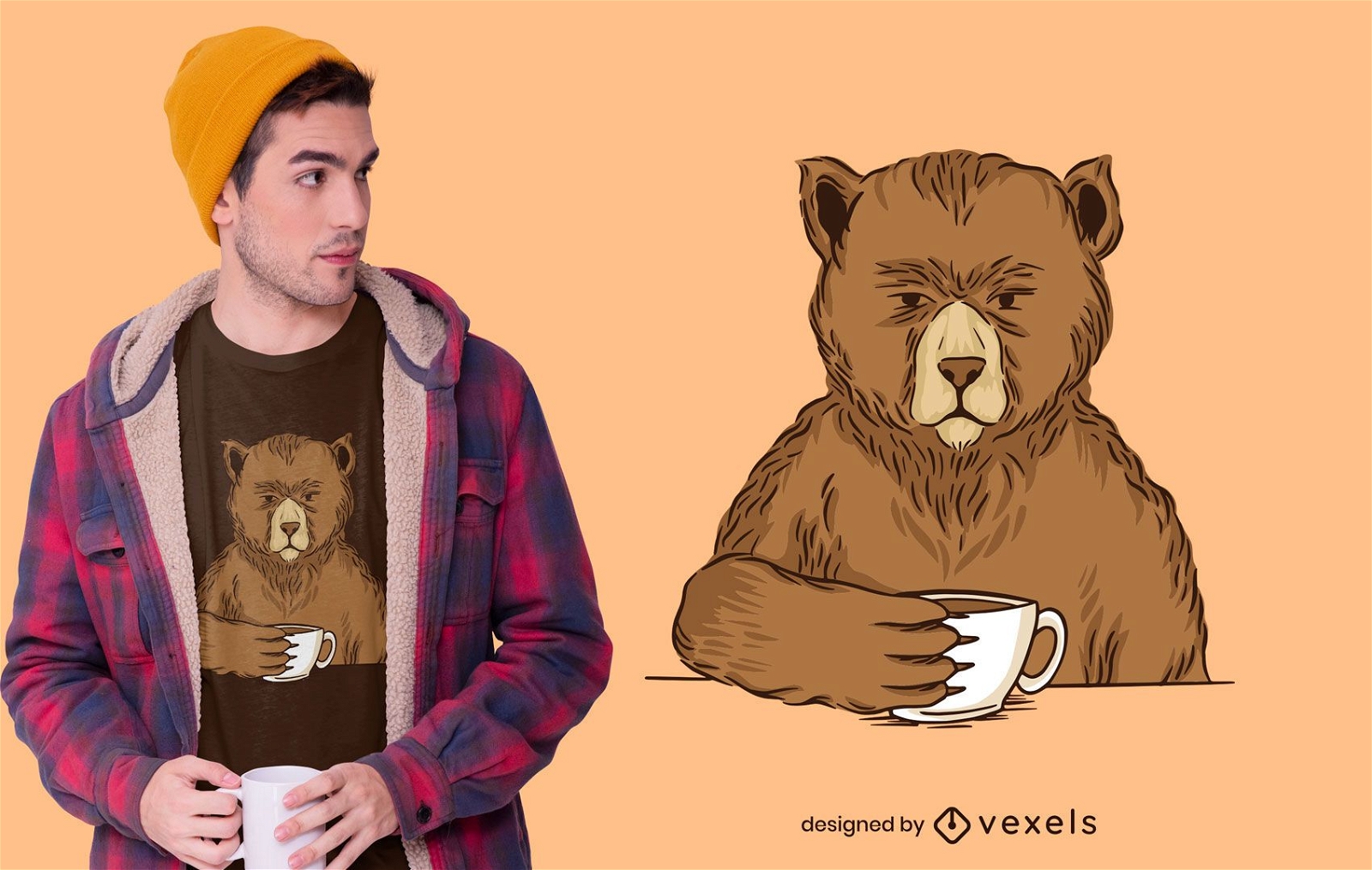 Bear Coffee T-shirt Design