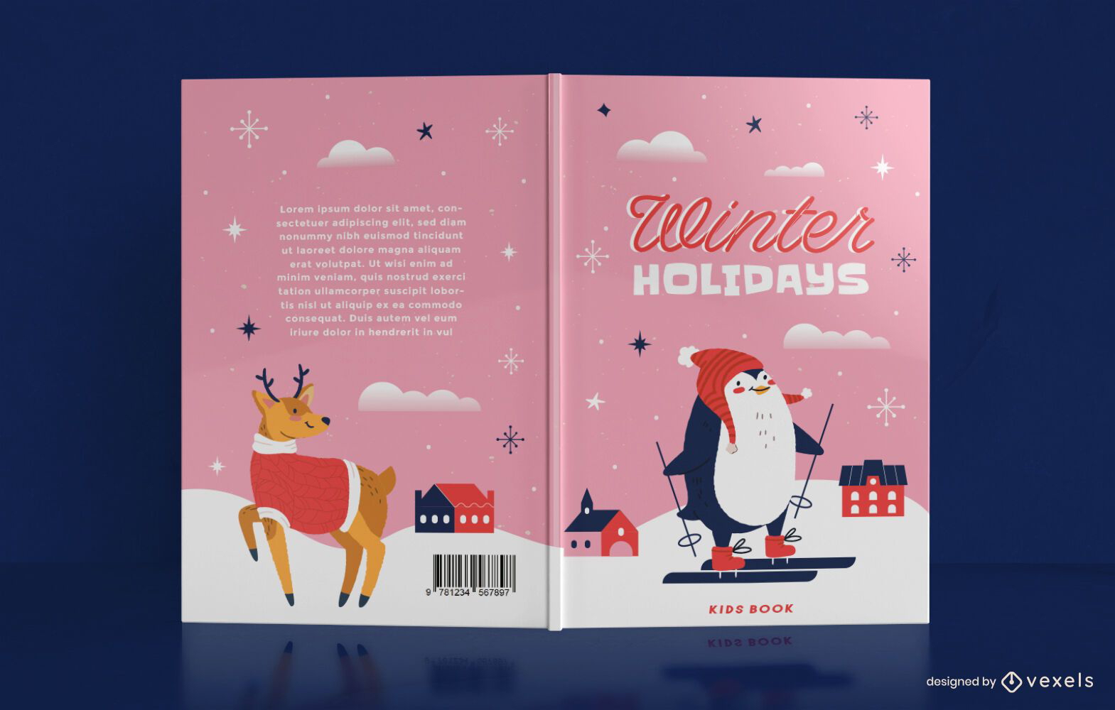 Design de capa de livro de inverno fofo