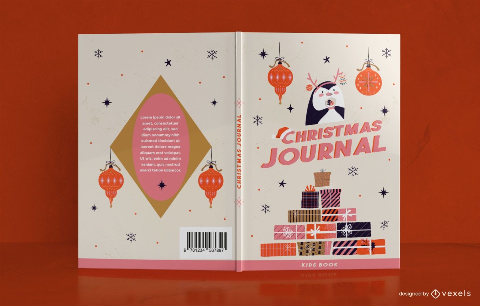 Design de capa de livro para diário de Natal