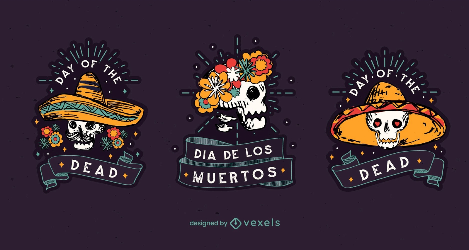 Day of the dead badge set