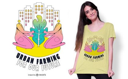 Design de t-shirt de citações de agricultura urbana