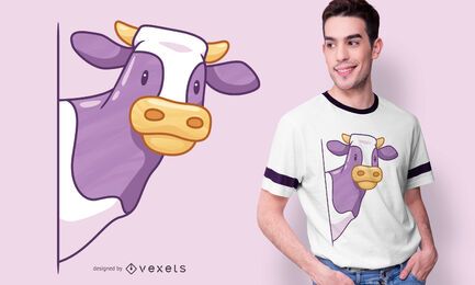 Diseño de camiseta de vaca asomando Diseño de camiseta de vaca asomando