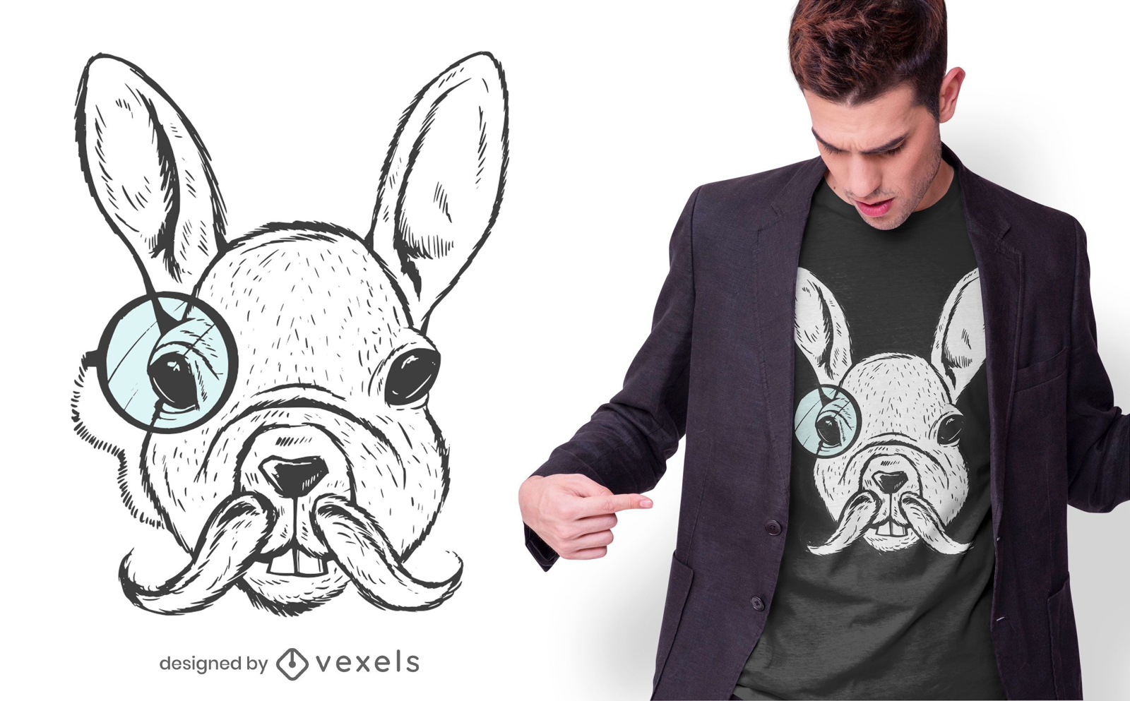 Wei?es Kaninchen Illustration T-Shirt Design