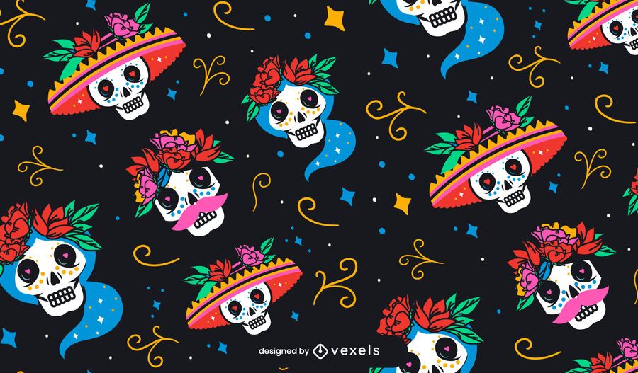 Skull day of the dead pattern design Skull day of the dead pattern design