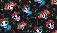 Skull Day Of The Dead Pattern Design Vector Download