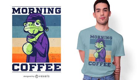 Morning coffee frog t-shirt design Morning coffee frog t-shirt design