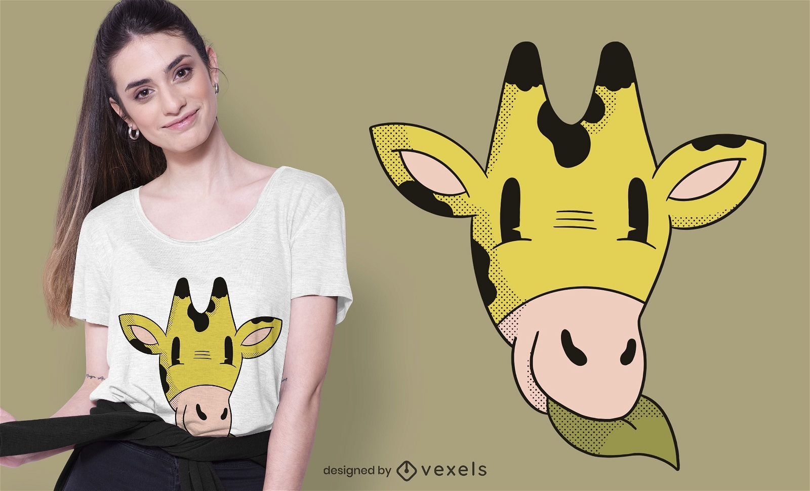 Diseño de camiseta de dibujos animados de cabeza de jirafa