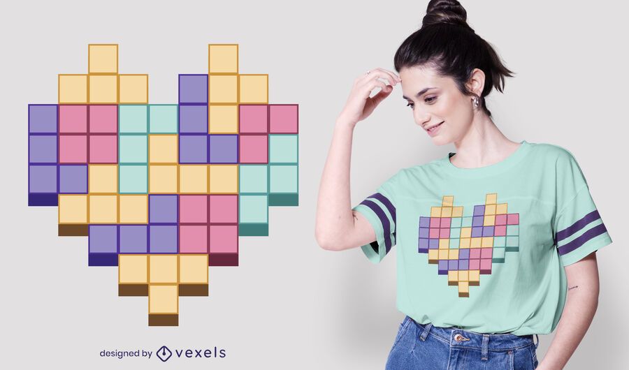 Block Game Heart T-shirt Design Block Game Heart T-shirt Design