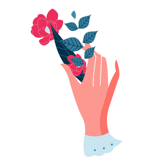 Valentines Hand verlässt Rose Valentines PNG-Design