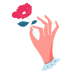 Valentines holding rose hand PNG Design
