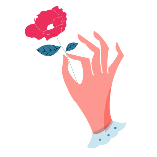 San Valentín con mano rosa Diseño PNG