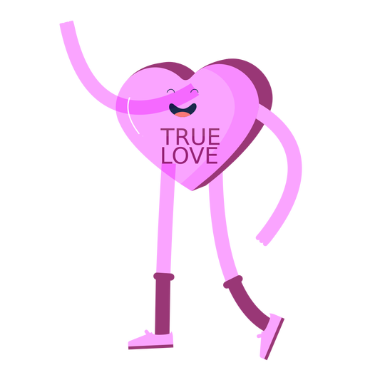 Valentines waving true love candy heart
