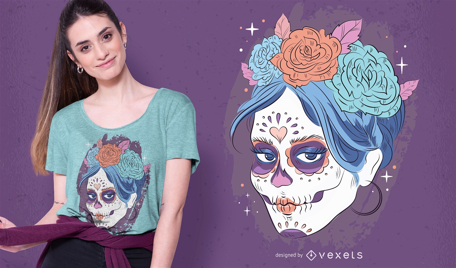 Dia de los muertos skull t-shirt design