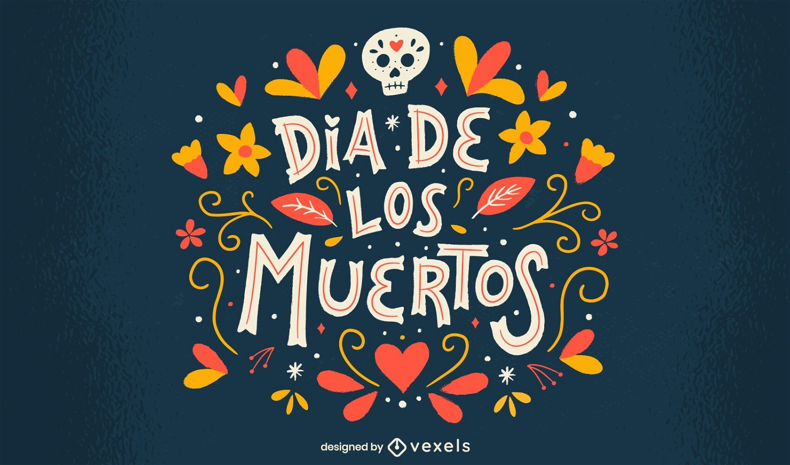 Day of the dead flowers lettering design