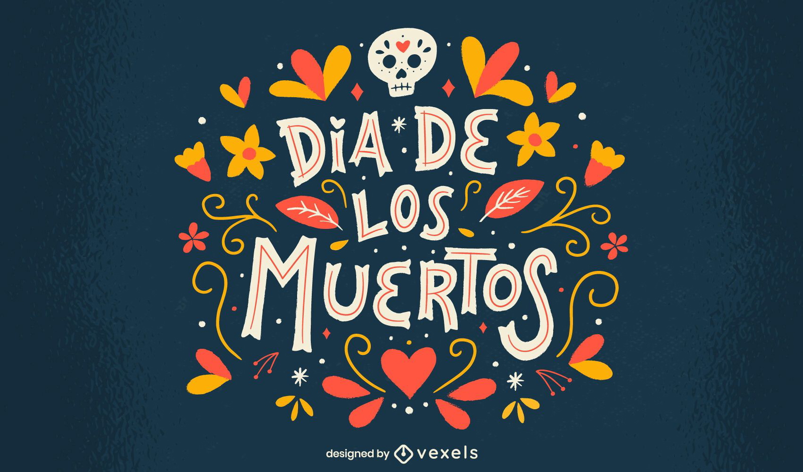 Day of the dead flowers lettering design