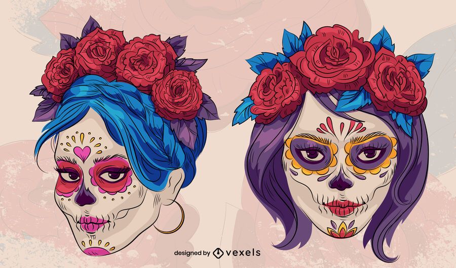 Diseño de ilustración de maquillaje de día de muertos Diseño de ilustración de maquillaje de día de muertos