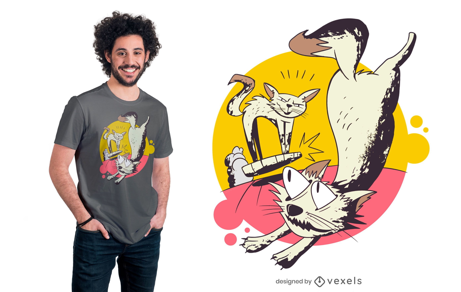 Cat vacuum cleaner t-shirt design