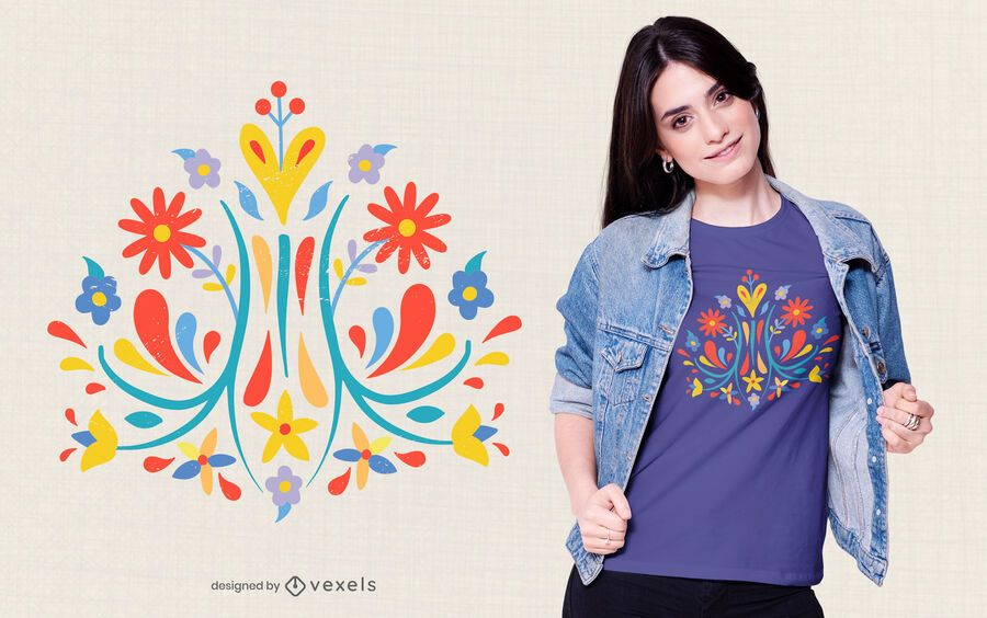 Otomi flower t-shirt design Otomi flower t-shirt design