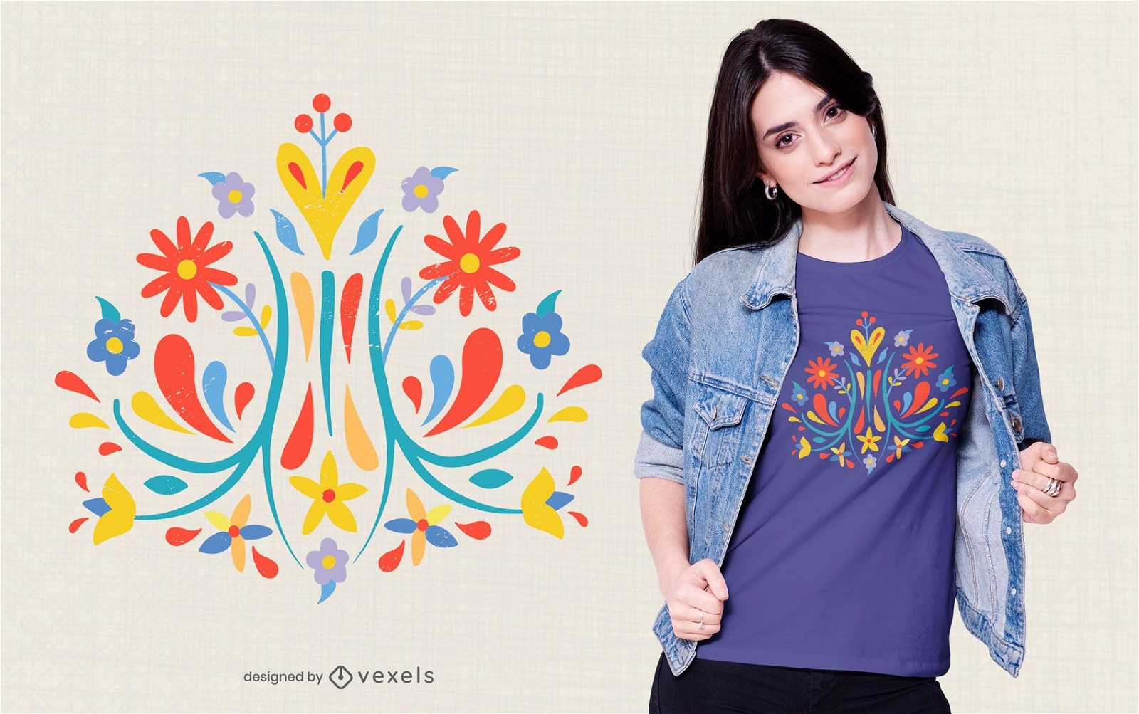 Design de t-shirt de flor Otomi