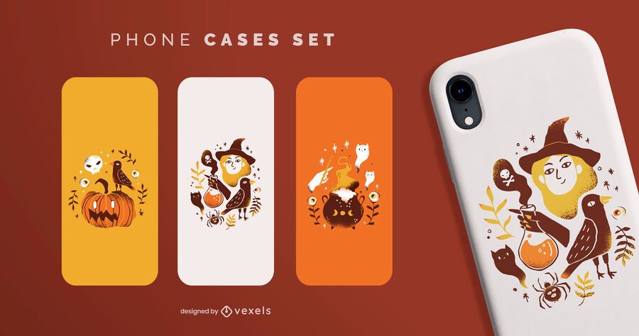 Conjunto de capas de telefone para Halloween Conjunto de capas de telefone para Halloween
