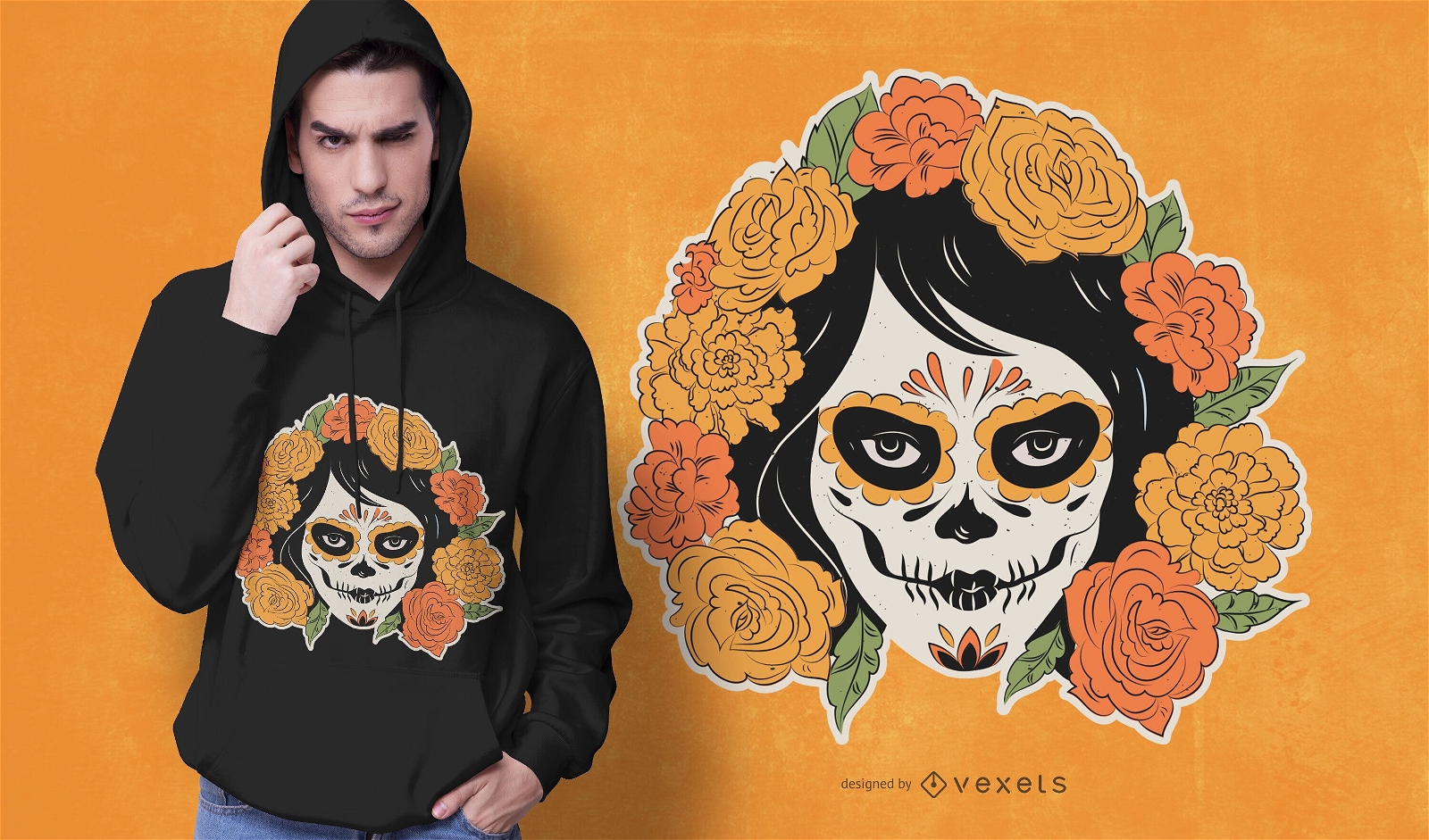 Day of the dead woman t-shirt design