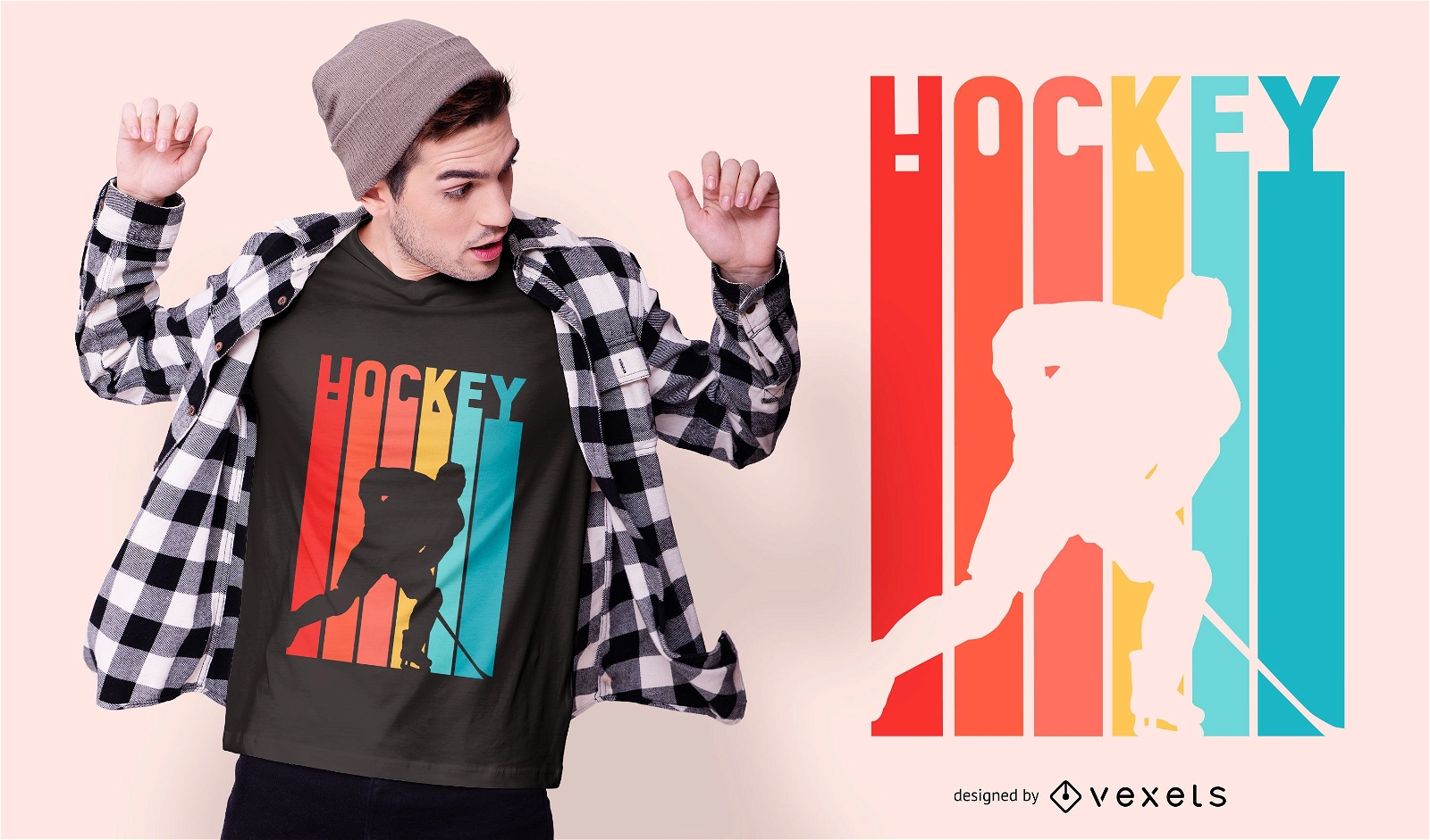 Buntes Hockeyspieler-T-Shirt Design