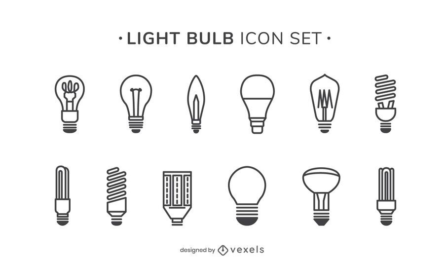 Light bulbs stroke icon set Light bulbs stroke icon set