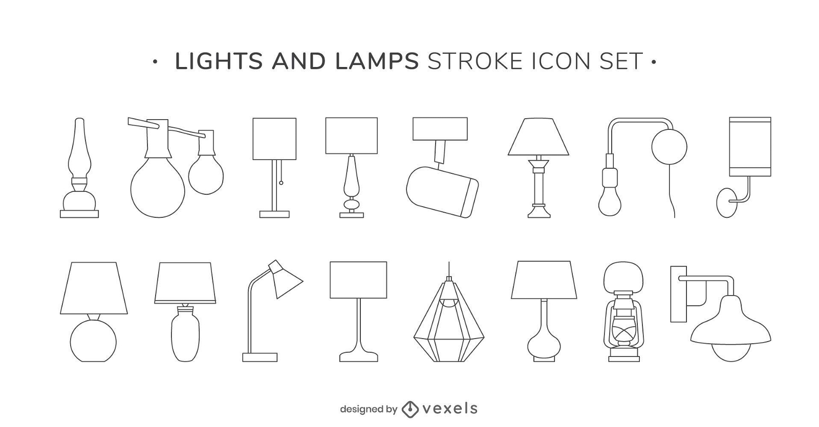Strichsymbolsatz für Lichter und Lampen