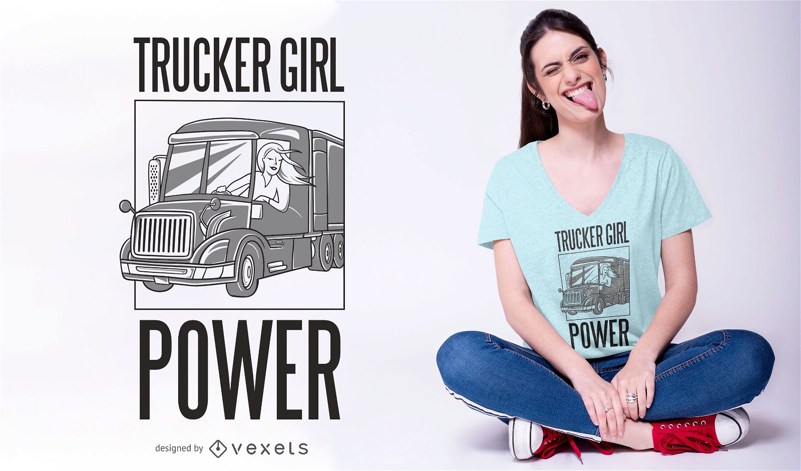 Design de camisetas do Trucker Girl Power