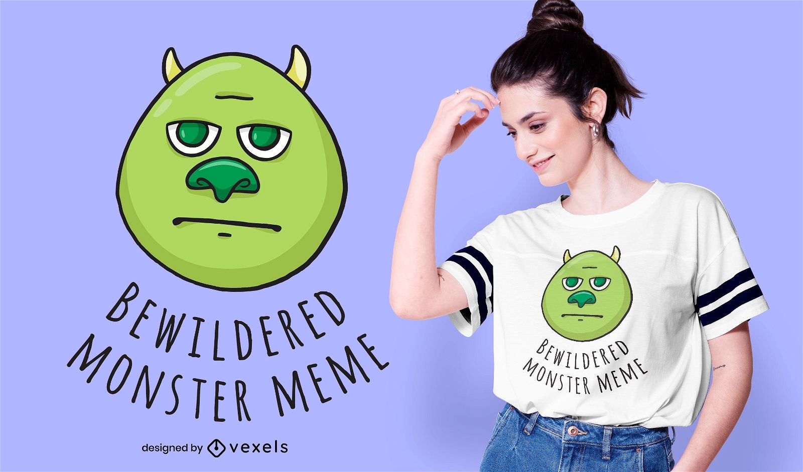 Design de t-shirt Monster Meme confuso