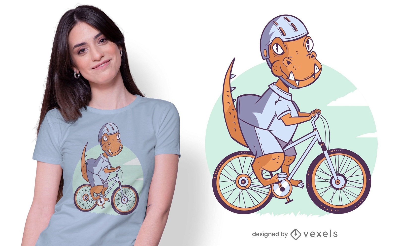 Dinosaur bike t-shirt design