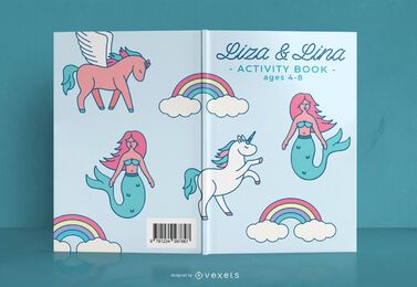 Diseño de portada de libro de actividades de fantasía para niños