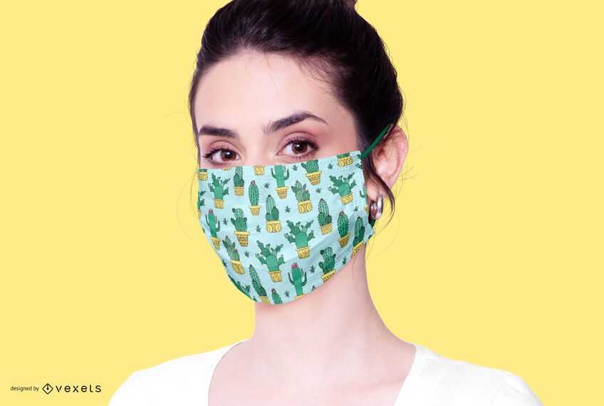 Cactus Pattern Face Mask Design Cactus Pattern Face Mask Design