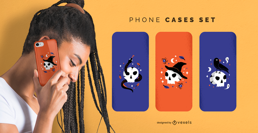 Halloween skulls phone cases set Halloween skulls phone cases set