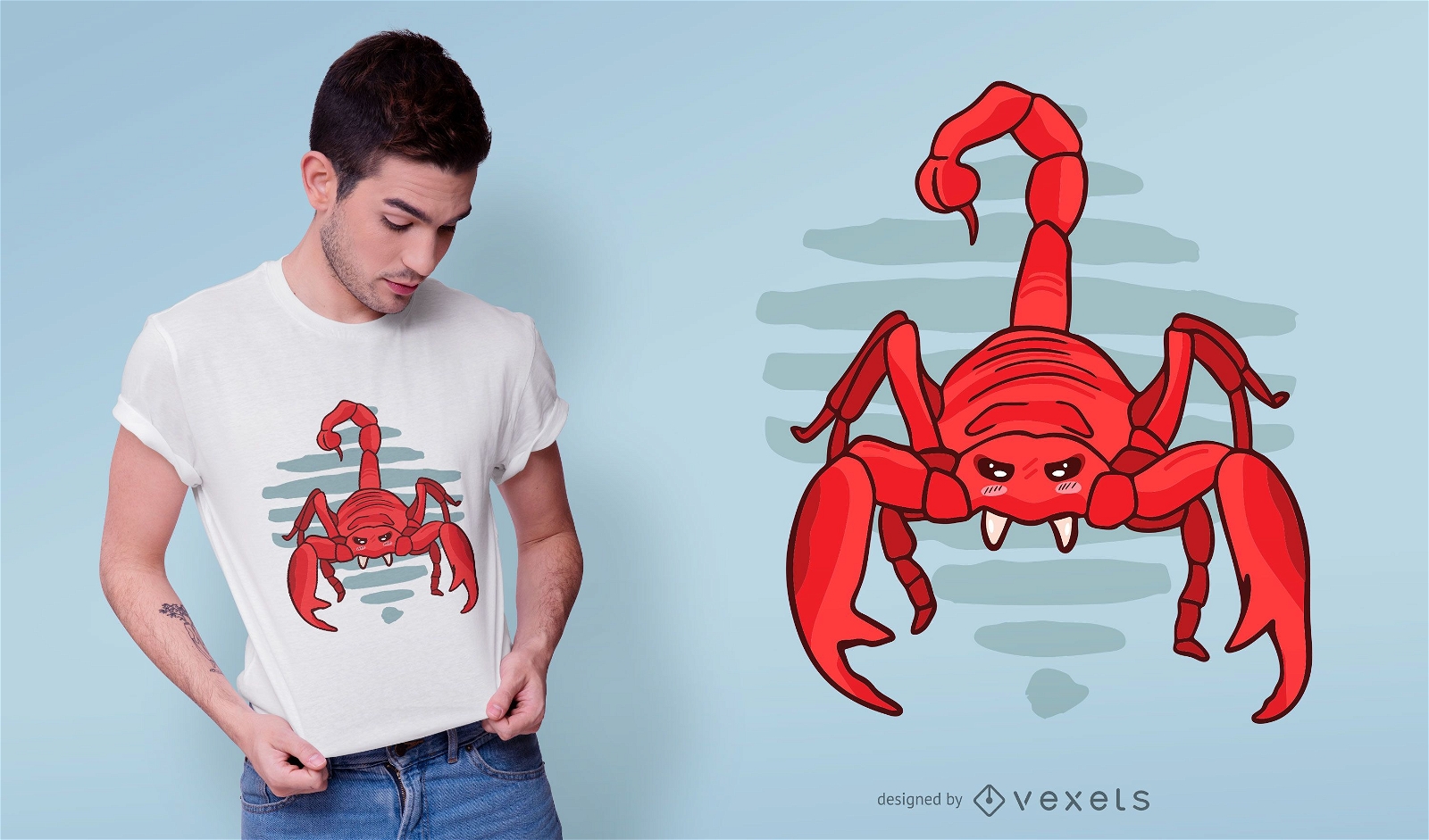 Design de camiseta de escorpi?o vermelho