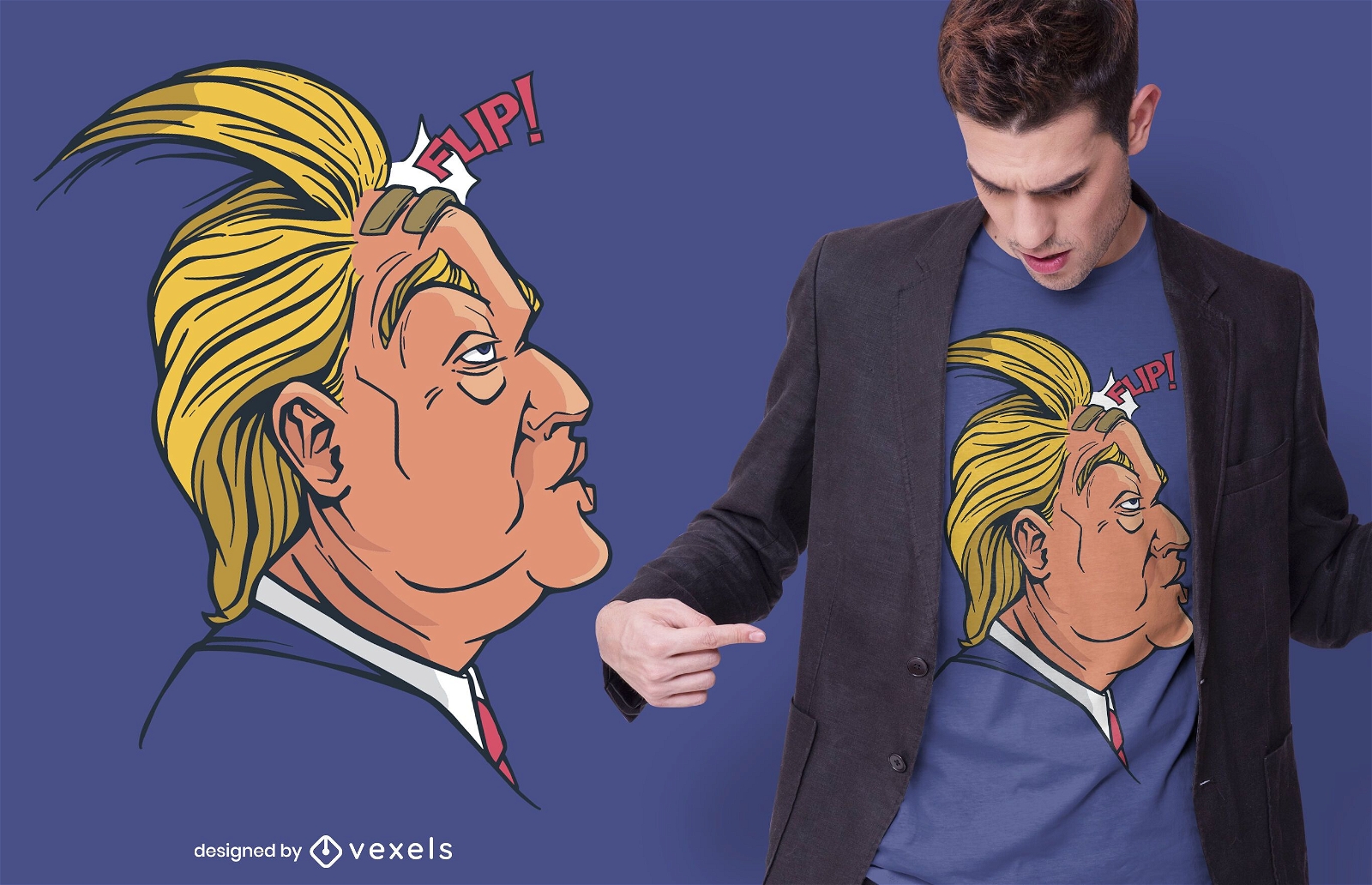 Trump hair flip t-shirt design