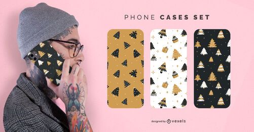 Christmas trees phone cases set Christmas trees phone cases set