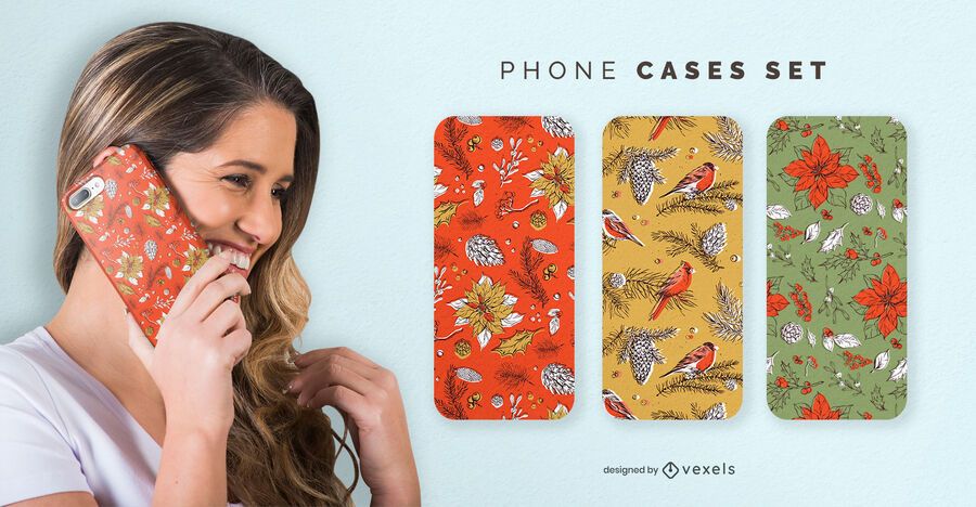 Christmas nature phone cases set Christmas nature phone cases set
