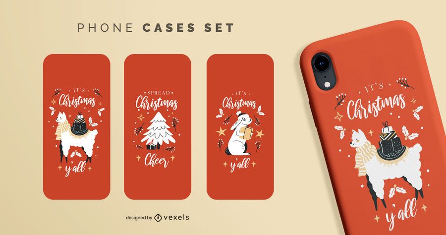 Lindo conjunto de fundas de teléfono navideñas Lindo conjunto de fundas de teléfono navideñas