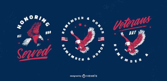 Conjunto de distintivo da águia do dia dos veteranos