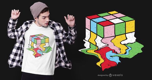 Design de camiseta cubo de derretimento de rubik