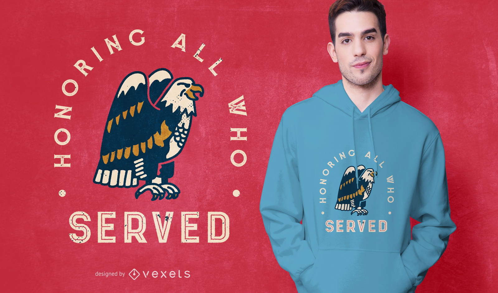 Diseño de camiseta del águila del día de los veteranos